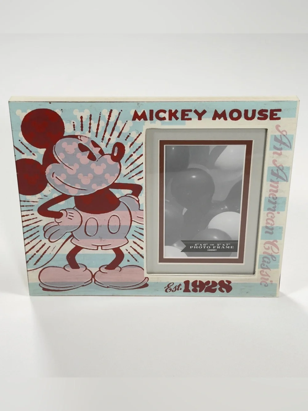 Disney Parks Mickey Mouse Picture Frame Vintage Wood 4x6 5x7 American Classic